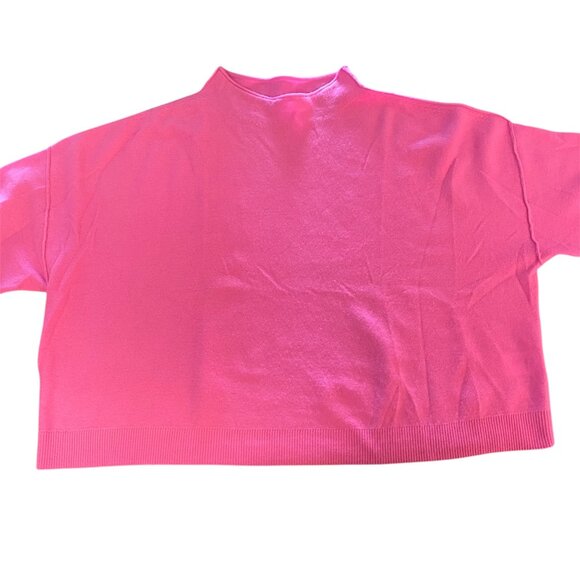 Pilcro Anthropologie The Alani 100% Cashmere Mock-Neck Sweater Neon Hot Pink 3XL - Picture 5 of 10